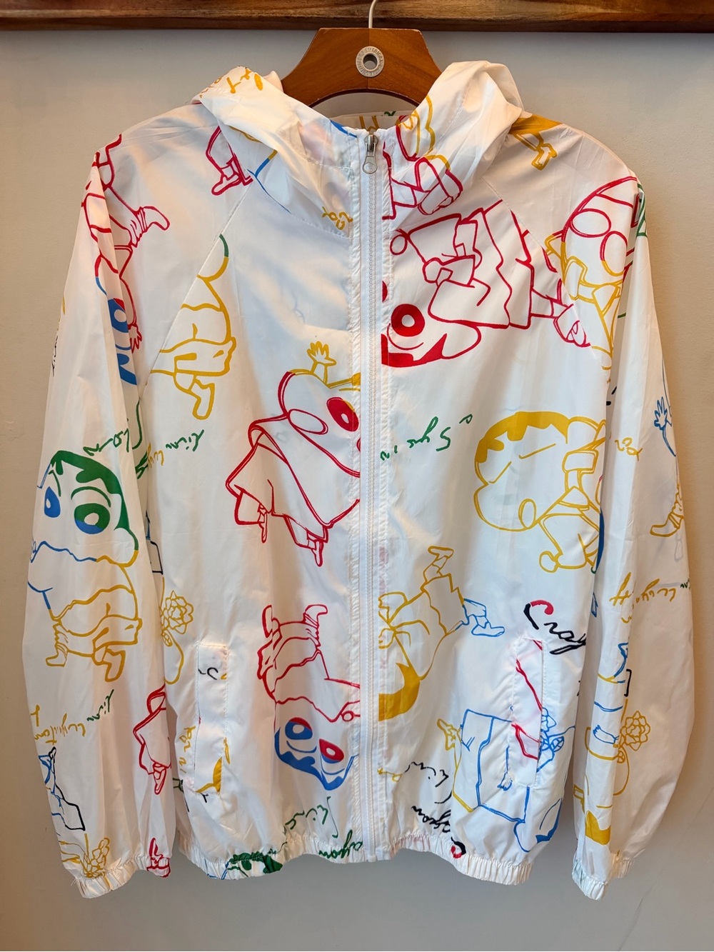 Y2K Pop Art Graffiti Cartoon Windbreaker Jacket XL Colorful Streetwear